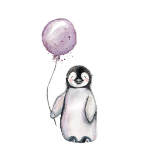 Pingvin-web-zoom-postkort eller fødselsdagskort til barnedåben eller fødselsdagen