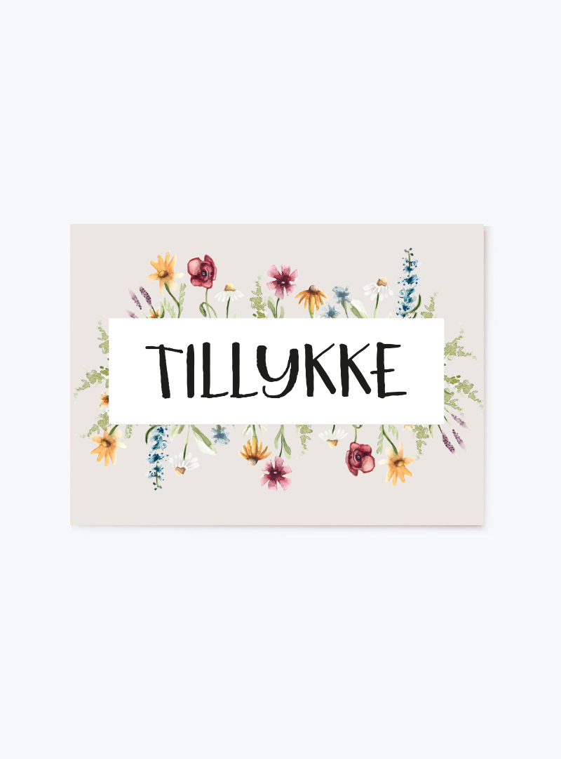 TILLYKKE postkort A6