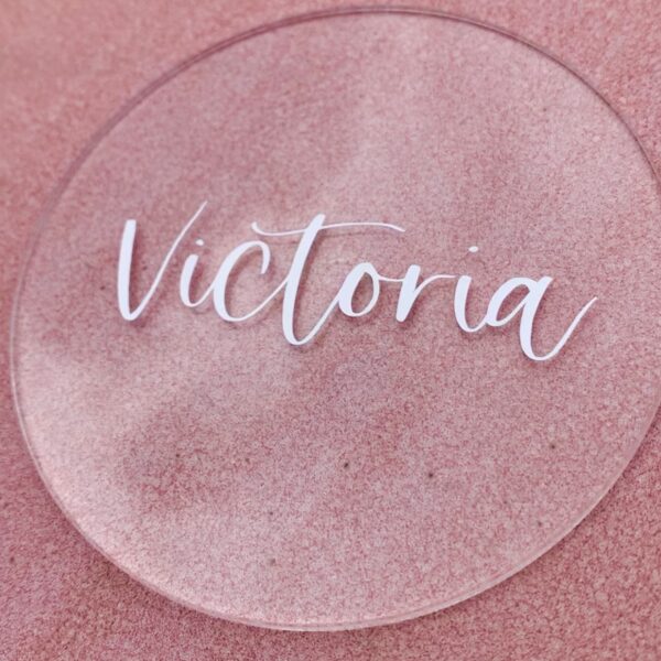 Bordkort akryl gennemsigtig Victoria