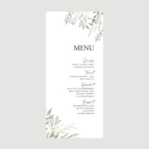 leaf menu til bryllup, barnedåb eller konfirmation